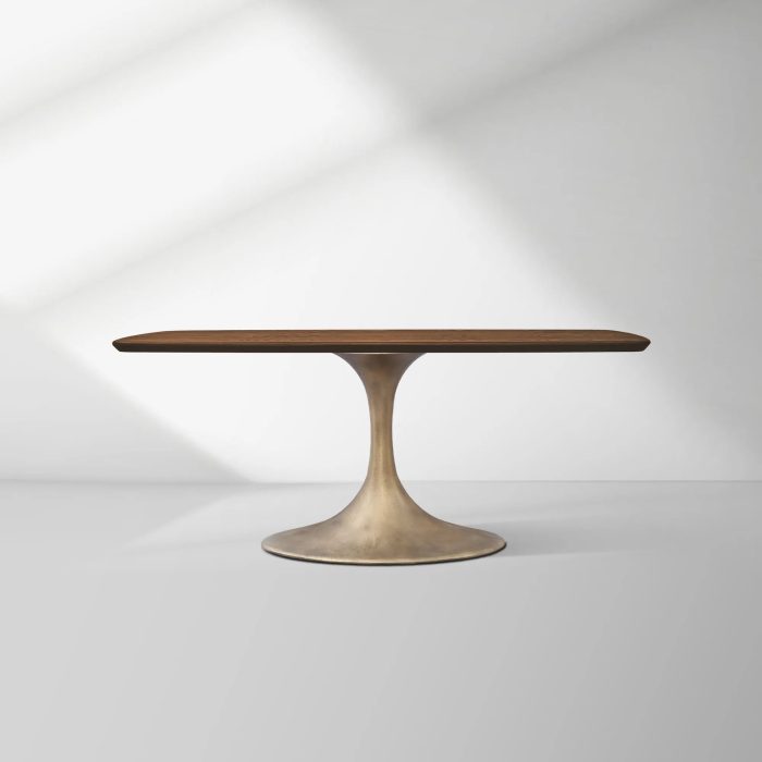 Aero Saint Germain Solid Oak Top Dining Table Tulip Rectangular Dining Table with Launette Base - Image 47