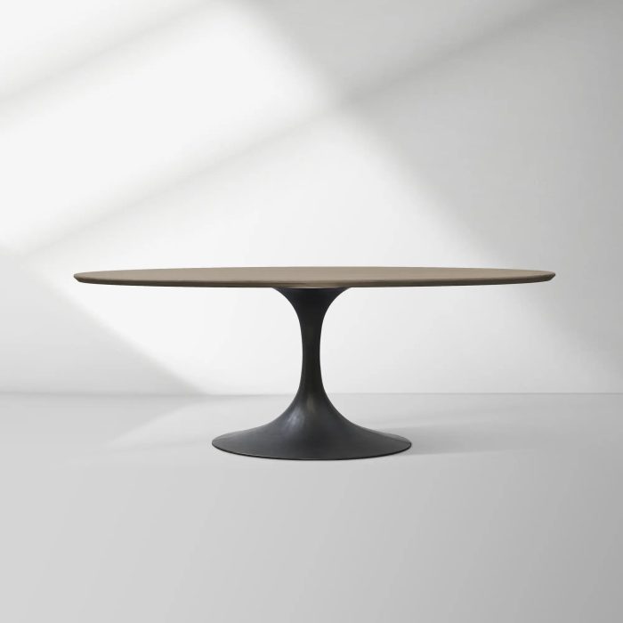 Aero Oval Solid Wood Dining Table Tulip Round Dining Table with Cast Steel Base - Image 36