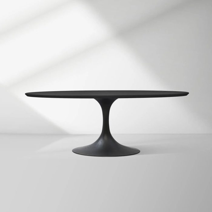 Aero Oval Solid Wood Dining Table Tulip Round Dining Table with Cast Steel Base - Image 30