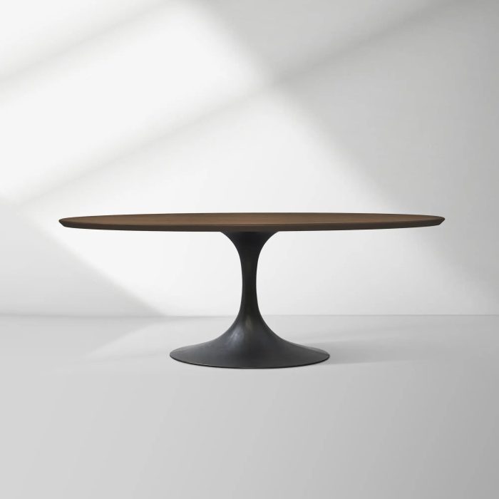 Aero Oval Solid Wood Dining Table Tulip Round Dining Table with Cast Steel Base - Image 32