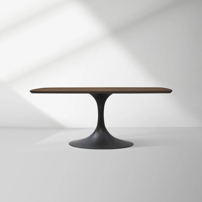 Aero Saint Germain Solid Oak Top Dining Table Tulip Rectangular Dining Table with Launette Base - Image 22
