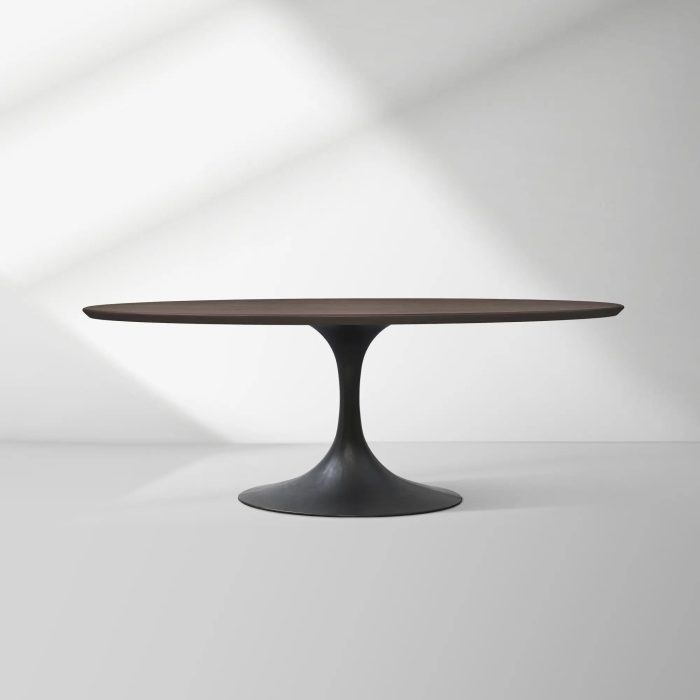 Aero Oval Solid Wood Dining Table Tulip Round Dining Table with Cast Steel Base - Image 31