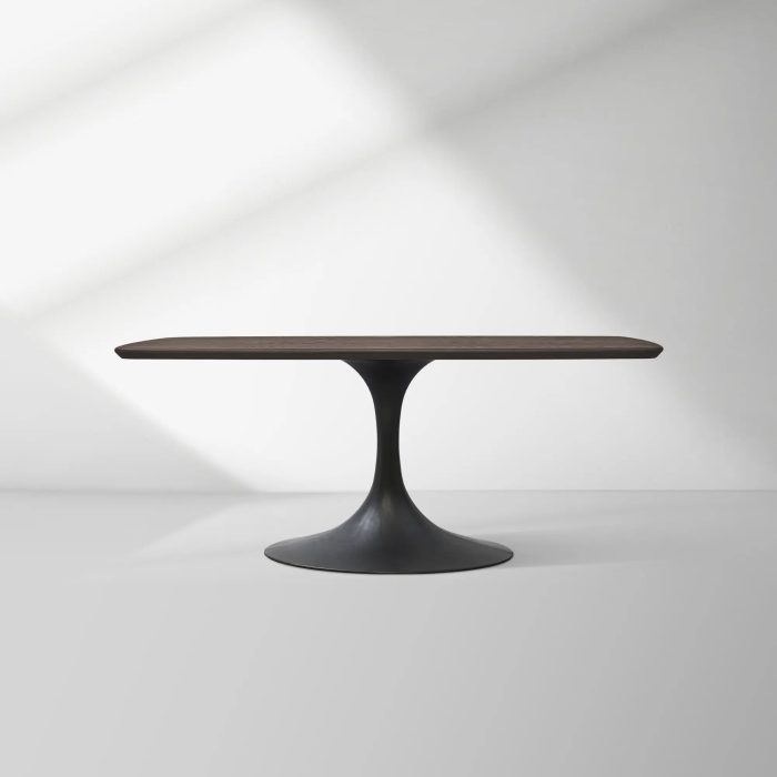 Aero Saint Germain Solid Oak Top Dining Table Tulip Rectangular Dining Table with Launette Base - Image 21