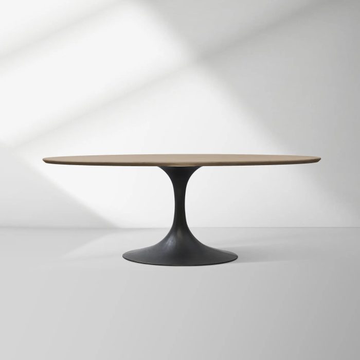 Aero Oval Solid Wood Dining Table Tulip Round Dining Table with Cast Steel Base - Image 37
