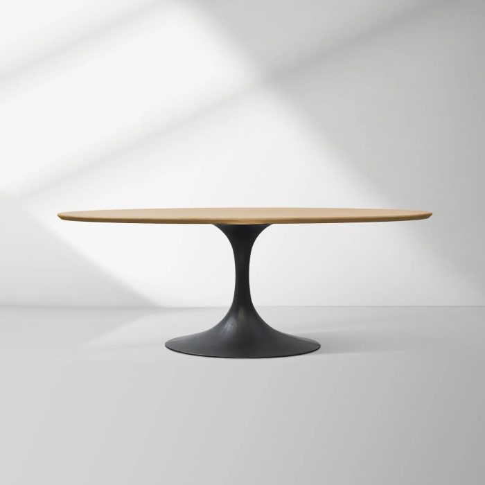 Aero Oval Solid Wood Dining Table Tulip Round Dining Table with Cast Steel Base - Image 35
