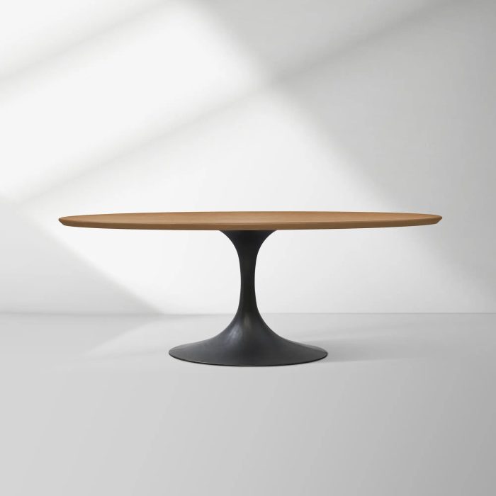 Aero Oval Solid Wood Dining Table Tulip Round Dining Table with Cast Steel Base - Image 34