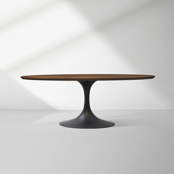 Aero Oval Solid Wood Dining Table Tulip Round Dining Table with Cast Steel Base - Image 33