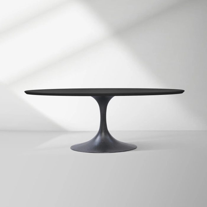 Aero Oval Solid Wood Dining Table Tulip Round Dining Table with Cast Steel Base - Image 39
