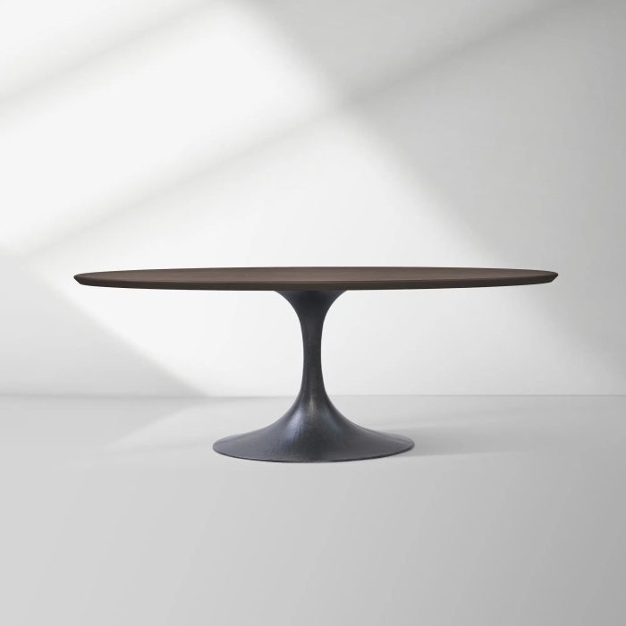 Aero Oval Solid Wood Dining Table Tulip Round Dining Table with Cast Steel Base - Image 40