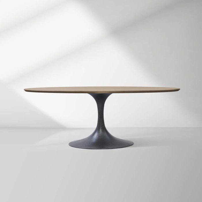 Aero Oval Solid Wood Dining Table Tulip Round Dining Table with Cast Steel Base - Image 46