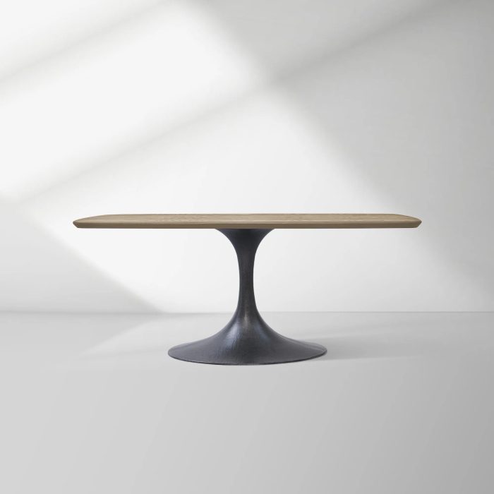Aero Saint Germain Solid Oak Top Dining Table Tulip Rectangular Dining Table with Launette Base - Image 17