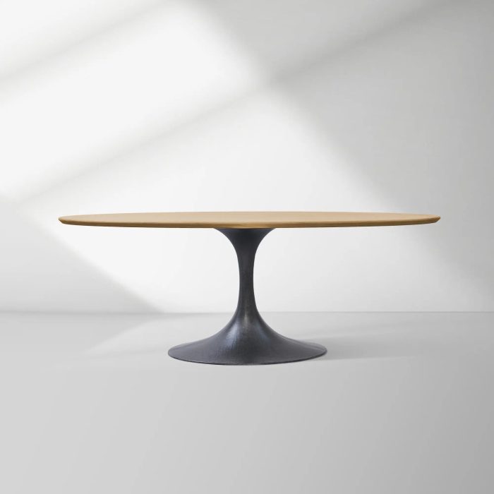 Aero Oval Solid Wood Dining Table Tulip Round Dining Table with Cast Steel Base - Image 44