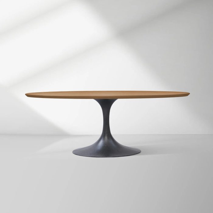 Aero Oval Solid Wood Dining Table Tulip Round Dining Table with Cast Steel Base - Image 43