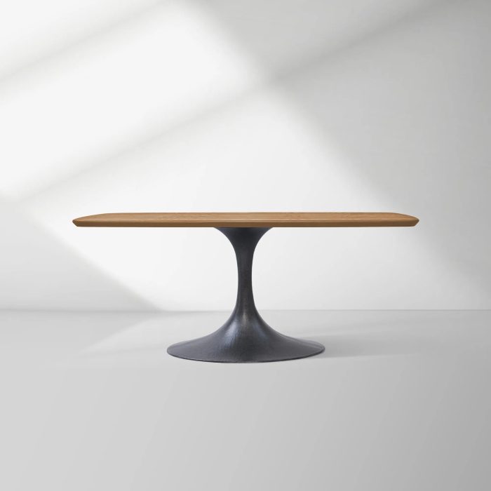 Aero Saint Germain Solid Oak Top Dining Table Tulip Rectangular Dining Table with Launette Base - Image 14