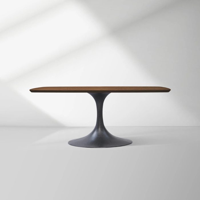 Aero Saint Germain Solid Oak Top Dining Table Tulip Rectangular Dining Table with Launette Base - Image 18
