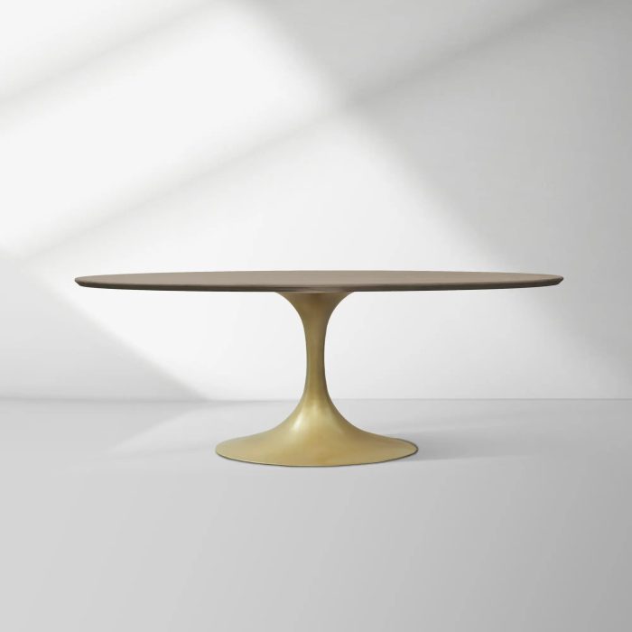 Aero Oval Solid Wood Dining Table Tulip Round Dining Table with Cast Steel Base - Image 53