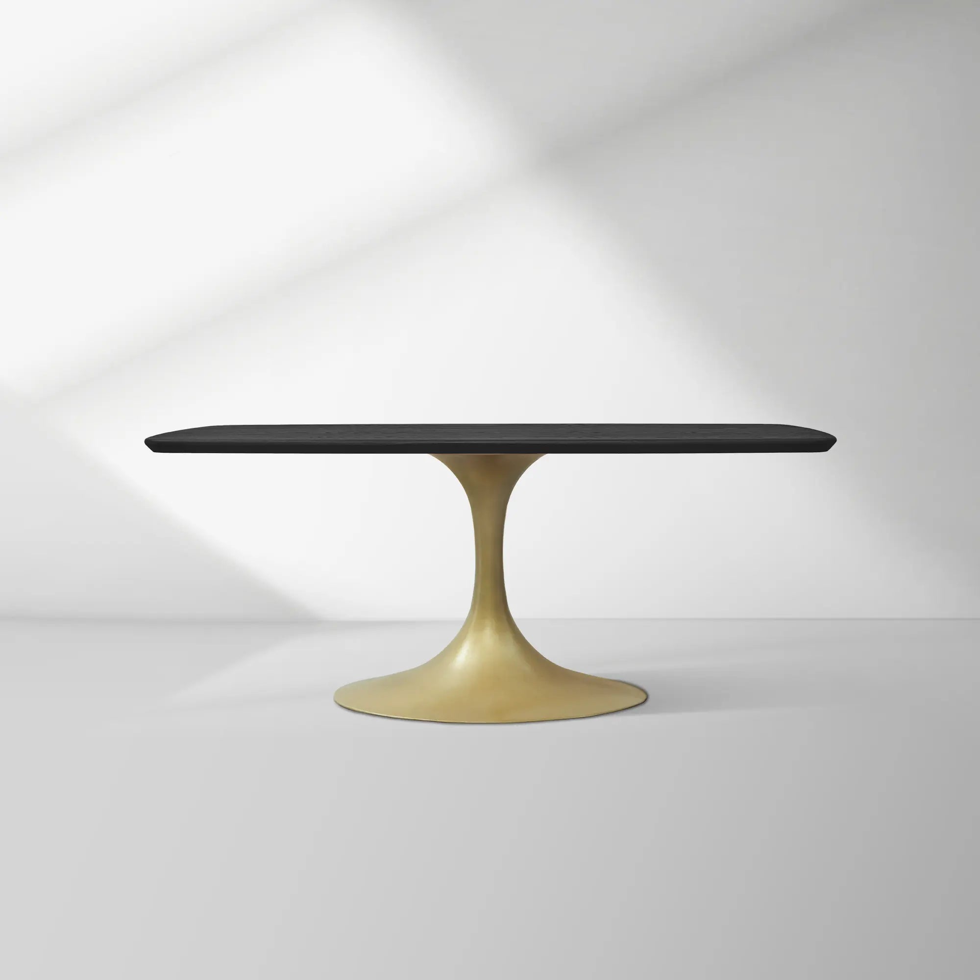HL-YellowB-_Black_c79dcc79-e6a3-4b0c-b31d-84361860d399.jpg Aero Saint Germain Solid Oak Top Dining Table Tulip Rectangular Dining Table with Launette Base - Image 1