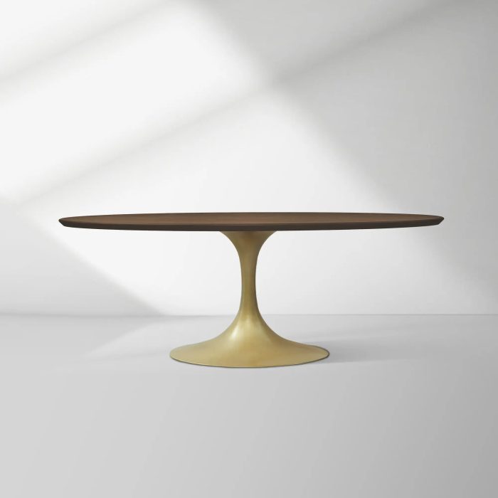 Aero Oval Solid Wood Dining Table Tulip Round Dining Table with Cast Steel Base - Image 50