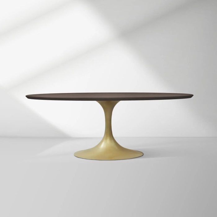 Aero Oval Solid Wood Dining Table Tulip Round Dining Table with Cast Steel Base - Image 49