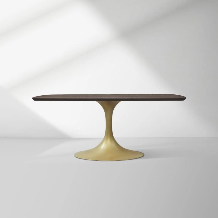 Aero Saint Germain Solid Oak Top Dining Table Tulip Rectangular Dining Table with Launette Base - Image 3