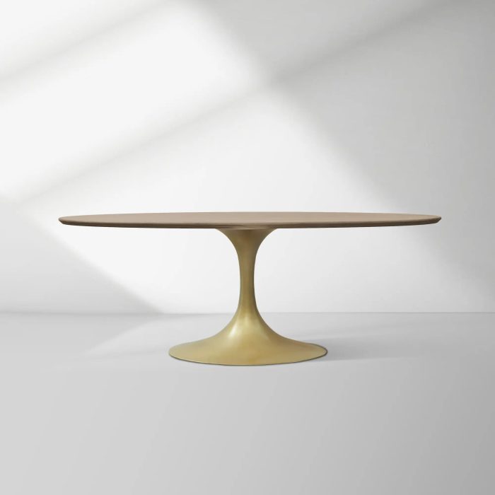 Aero Oval Solid Wood Dining Table Tulip Round Dining Table with Cast Steel Base - Image 54
