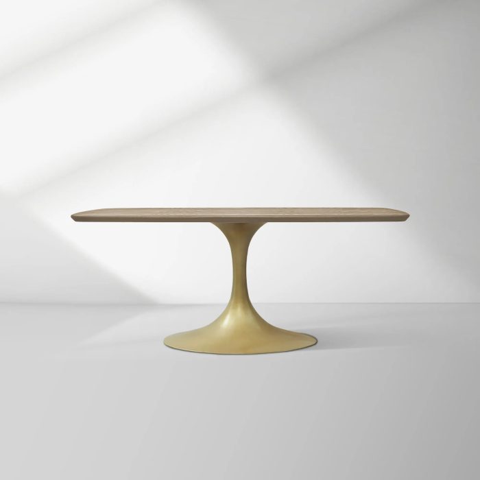 Aero Saint Germain Solid Oak Top Dining Table Tulip Rectangular Dining Table with Launette Base - Image 5