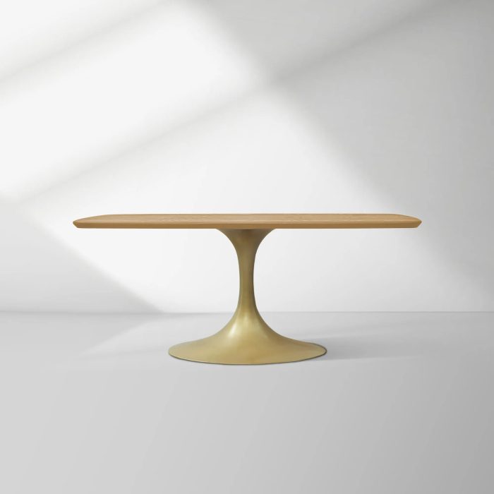 Aero Saint Germain Solid Oak Top Dining Table Tulip Rectangular Dining Table with Launette Base - Image 8