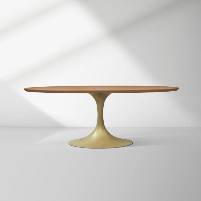 Aero Oval Solid Wood Dining Table Tulip Round Dining Table with Cast Steel Base - Image 55