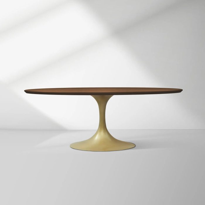 Aero Oval Solid Wood Dining Table Tulip Round Dining Table with Cast Steel Base - Image 51