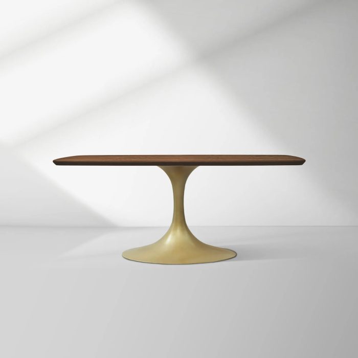 Aero Saint Germain Solid Oak Top Dining Table Tulip Rectangular Dining Table with Launette Base - Image 9