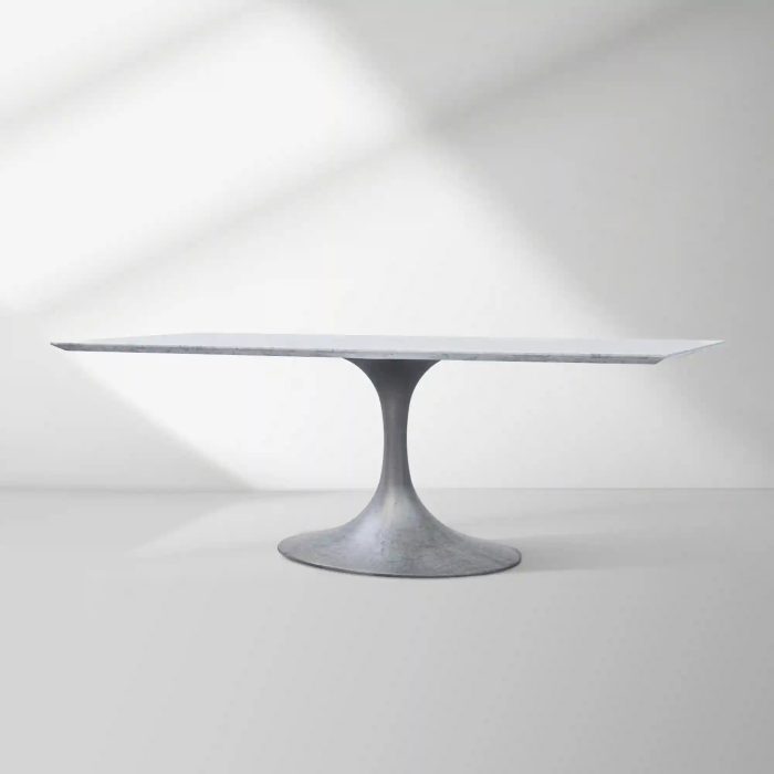Aero Marble Stone Top Dining Table Tulip Rectangular Dining Table with Cast Steel Pedestal Base - Image 17