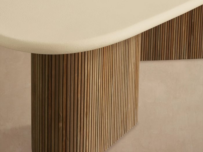 Alesso Outdoor Dining Table Modern Asymmetrical Teak Dining Table - Image 5