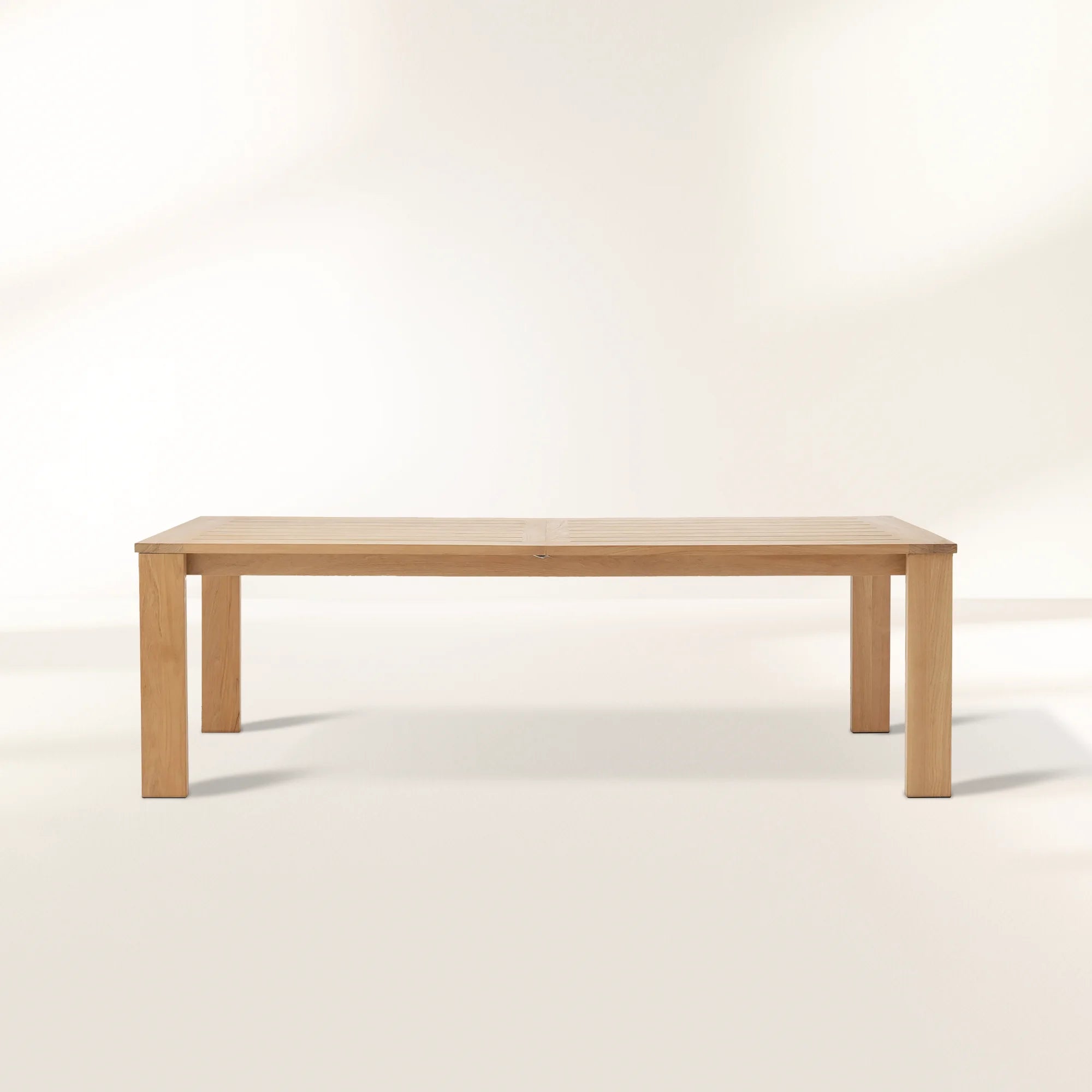 PL-Bal_Harbour_Outdoor_Teak_Extension_Dining_Table.jpg Bal Harbour Outdoor Natural Teak Extension Dining Table Modern Rectangular Clean-Lined Dining Table - Image 1