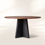 Modern Simplicity Jacob Round Dining Tablewith Vertex Solid Iron Base