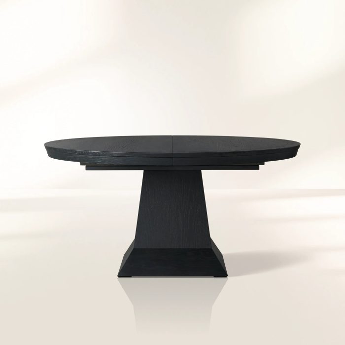 Leighton Extension Dining Table Wood Round Rural Dining Table with Leaves - Image 6