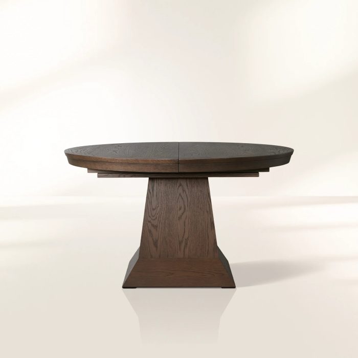 Leighton Extension Dining Table Wood Round Rural Dining Table with Leaves - Image 11