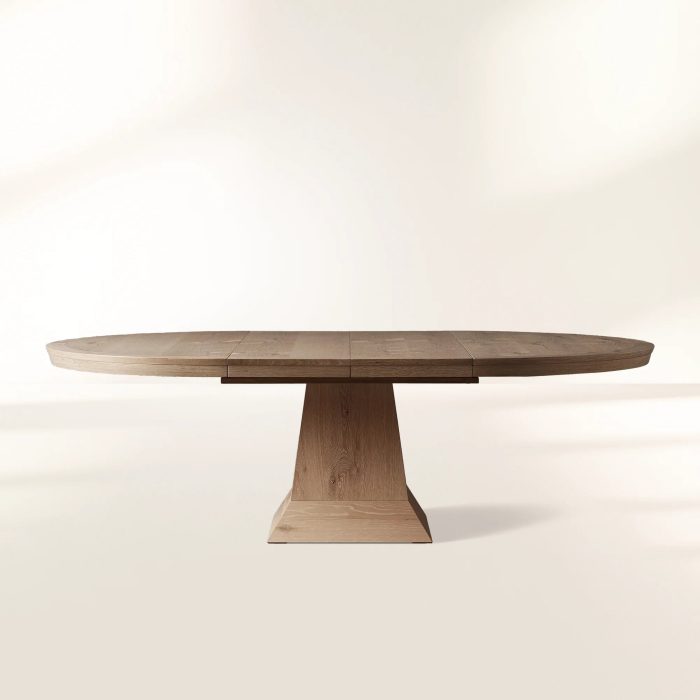 Leighton Extension Dining Table Wood Round Rural Dining Table with Leaves - Image 2