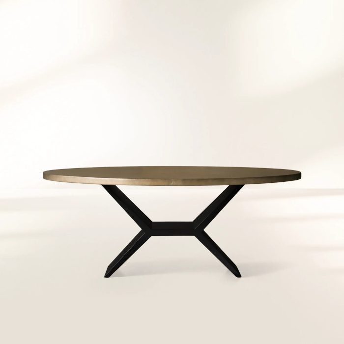 Recycled Metal Dining Table with Vertex Iron Base & One-of-a-Kind Surface - Image 2