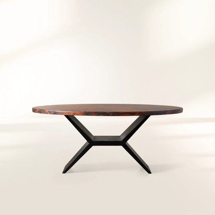 Recycled Metal Dining Table with Vertex Iron Base & One-of-a-Kind Surface - Image 6