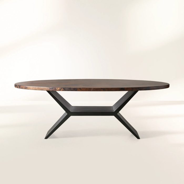 Recycled Metal Dining Table with Vertex Iron Base & One-of-a-Kind Surface - Image 7