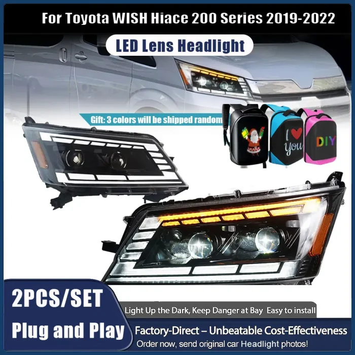 Car For Toyota Hiace Headlights Assembly 2019-2022 Upgrade Modified to New DRL Dynamic Turn Signal LED Headlamp Auto Accessories - Image 2