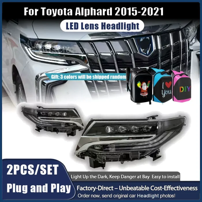 For Toyota Alphard 3 led New LED Headlight Upgrade Modified Full HeadLamp Assembly Turn Signals Daytime Running Lights 2015-2021 - Image 2