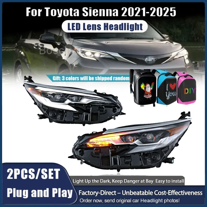 Car styling 2pcs Headlights For Toyota SIENNA 2021-2025 new style full LED Headlamps Assembly Upgrade Projector Lens Accessories - Image 3