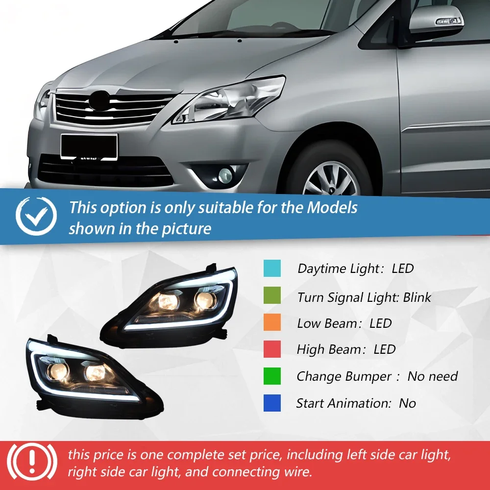 S1339bc5276984381ac9cdb5c4010c0ca8.webp Car Front Lamps for Toyota Innova 2012-2015 LED Auto Headlights Assembly Upgrade High Configure Projector Lens Tool Accessories - Image 1
