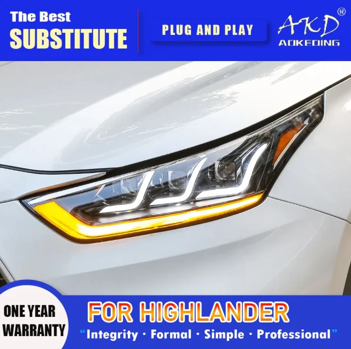 AKD Head Lamp for Toyota Highlander LED Headlight 2021-2022 Headlights DRL Turn Signal High Beam Angel Eye Projector Lens - Image 6