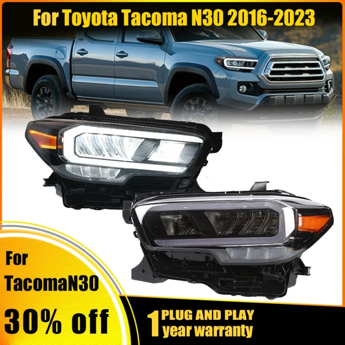 Car Front Lamp Full LED Headlights Assembly Clear Lens Parking Light For Toyota Tacoma 2016 2017 2018 2019 2020 2021 2022 2023 - Image 3