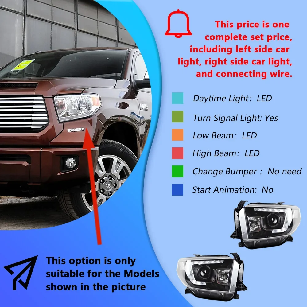 S27cdb1f813b44108ae453b4883dd8bb3k.webp Car Front Lamps For Toyota Tundra 2014-2020 LED Auto Headlights Assembly Upgrade Bifocal Projector Lens Tools Accessories - Image 1