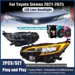 For 2021-2025 Toyota Sienna Headlight Assembly Upgrade LED Lens Daytime Running Light Streamer Steering Dynamic Turn Signal Lamp