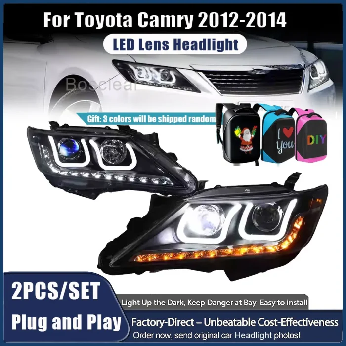 Auto Parts For Toyota Camry 2pcs Headlight Assembly 2012-2014 Headlamps latest Styling LED Daytime Dual Projector Car Accesorios - Image 3