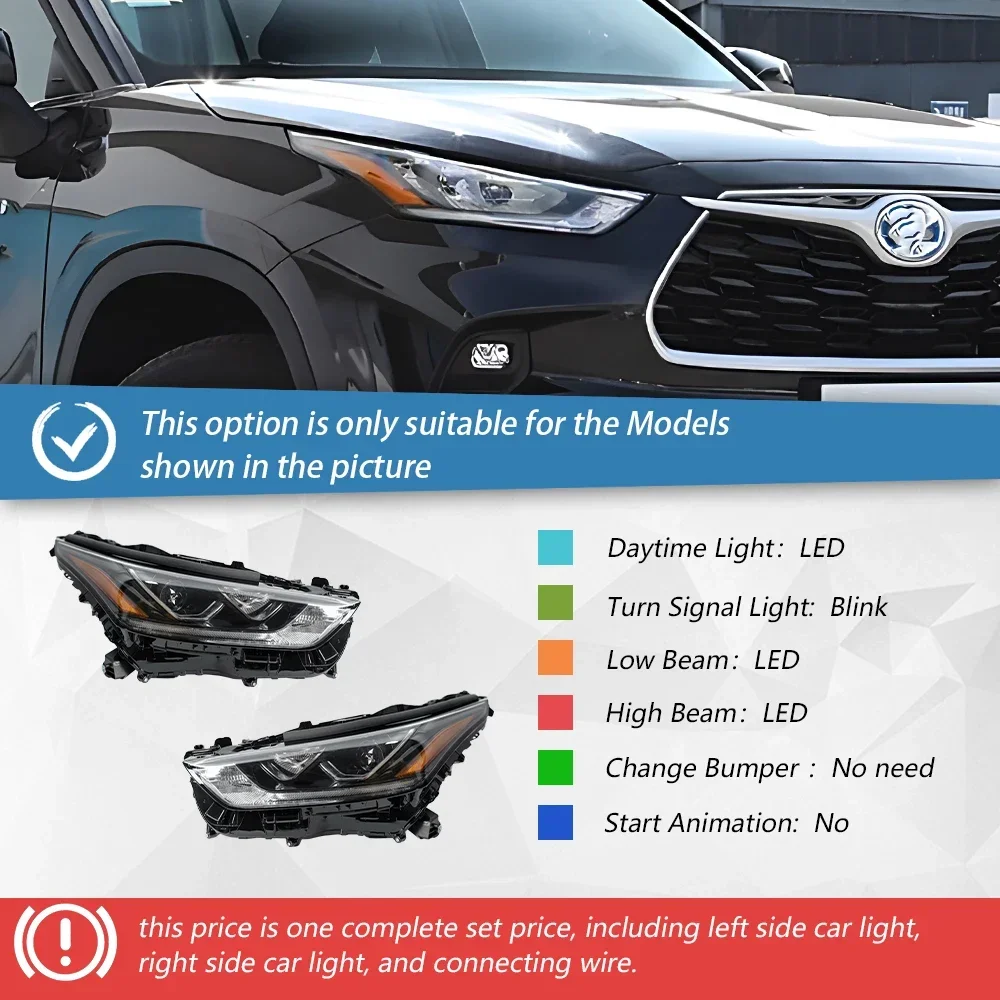 S5205d66131b64e1a9865da81a159844dI.webp For Toyota Highlander Kluger 2022-2023 LED Car Front lamps Assembly Upgrade Dual Projector Lens Auto Headlights Accessories - Image 1